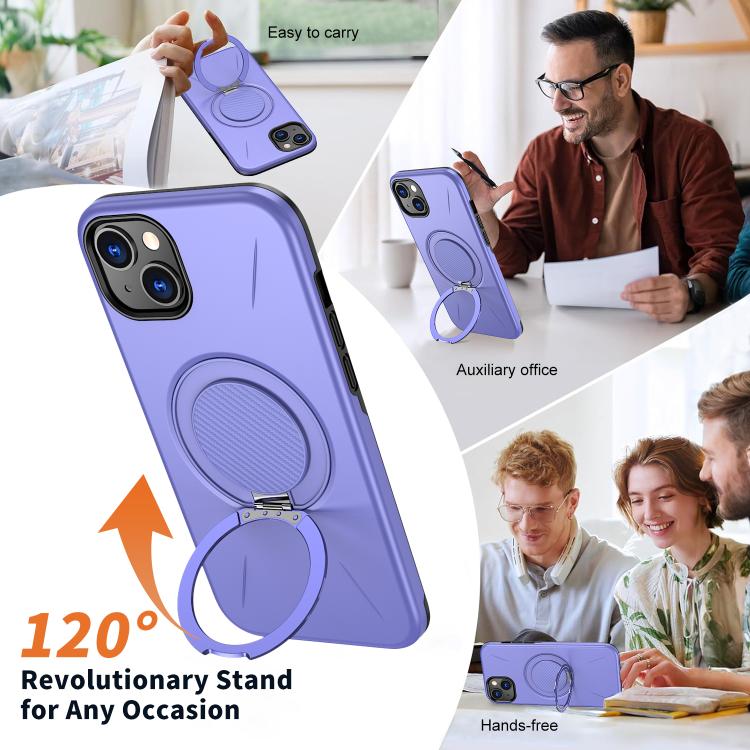 For iPhone 14 Kalebol Magnetic MagSafe Rotation Holder PC Phone Case