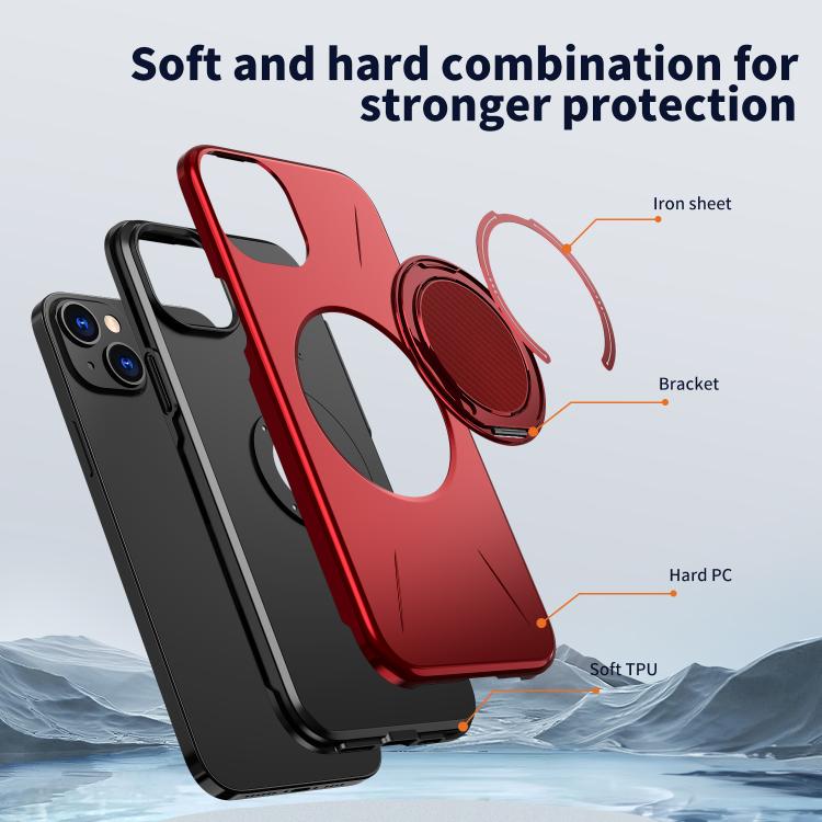 For iPhone 13 Kalebol Magnetic MagSafe Rotation Holder PC Phone Case