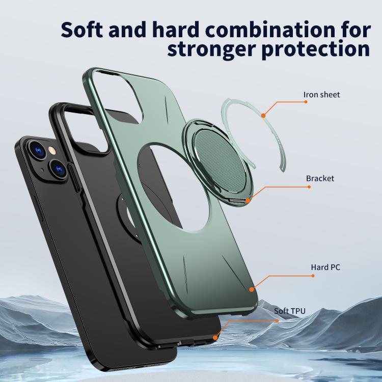 For iPhone 13 Kalebol Magnetic MagSafe Rotation Holder PC Phone Case