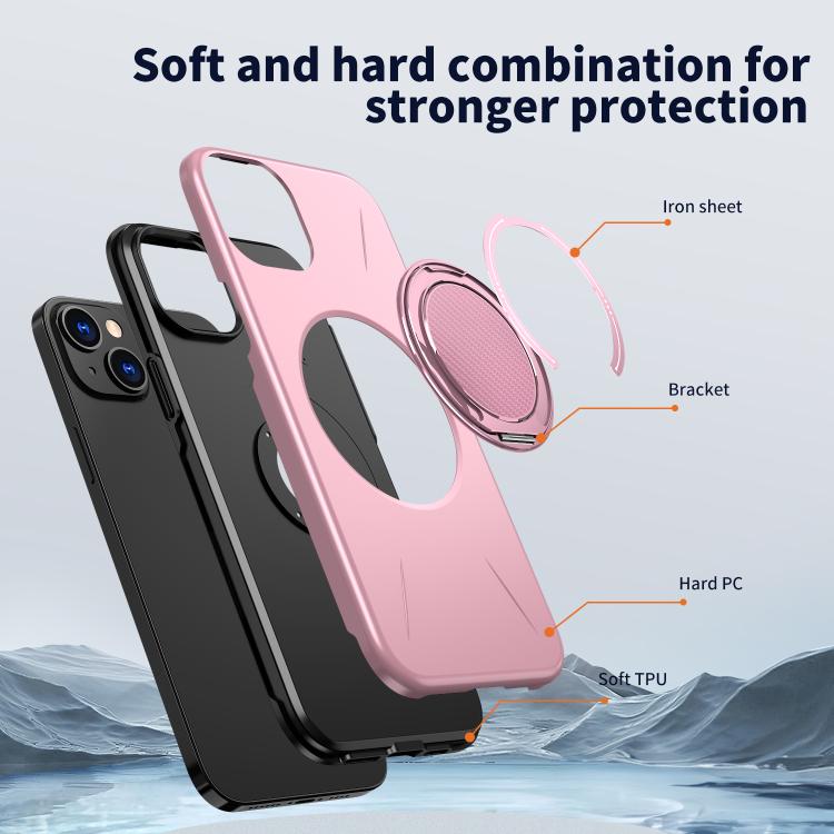 For iPhone 13 Kalebol Magnetic MagSafe Rotation Holder PC Phone Case