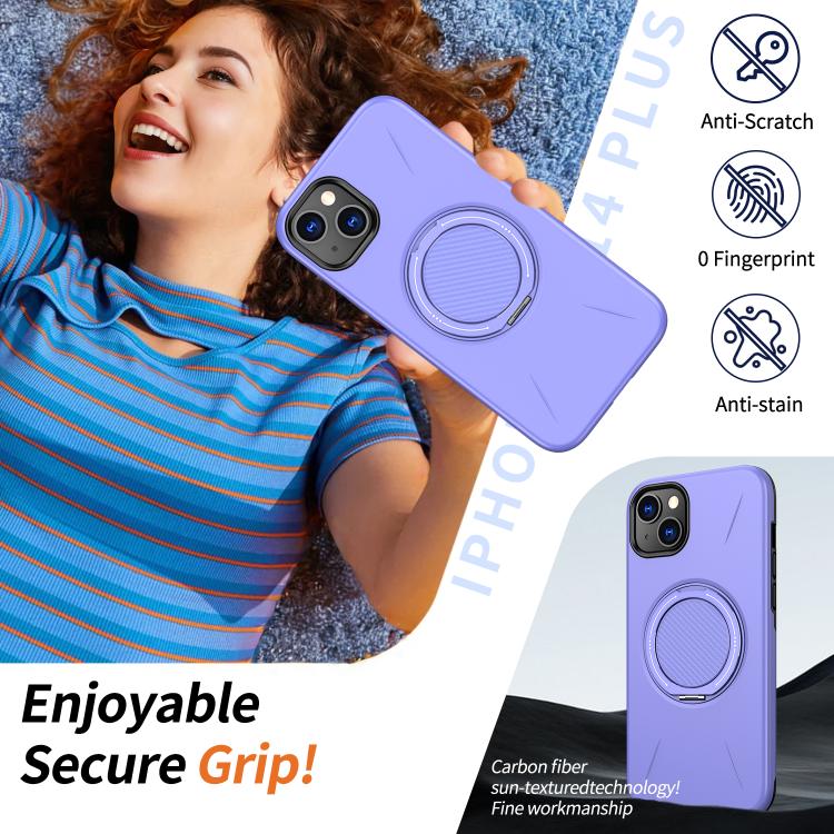 For iPhone 13 Kalebol Magnetic MagSafe Rotation Holder PC Phone Case