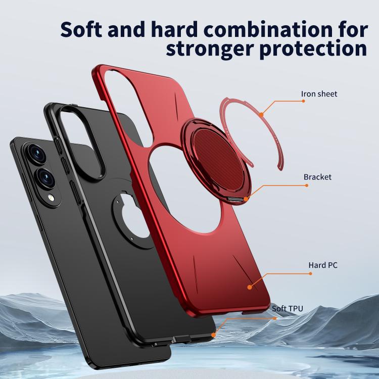 For Samsung Galaxy S25 Edge 5G Kalebol Magnetic MagSafe Rotation Holder PC Phone Case