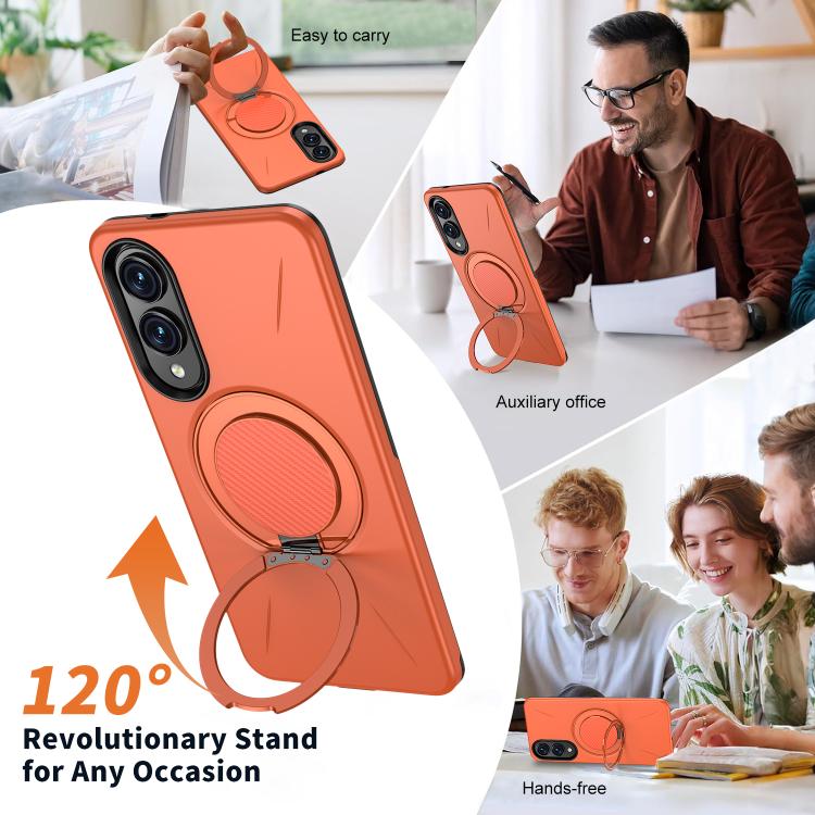 For Samsung Galaxy S25 Edge 5G Kalebol Magnetic MagSafe Rotation Holder PC Phone Case