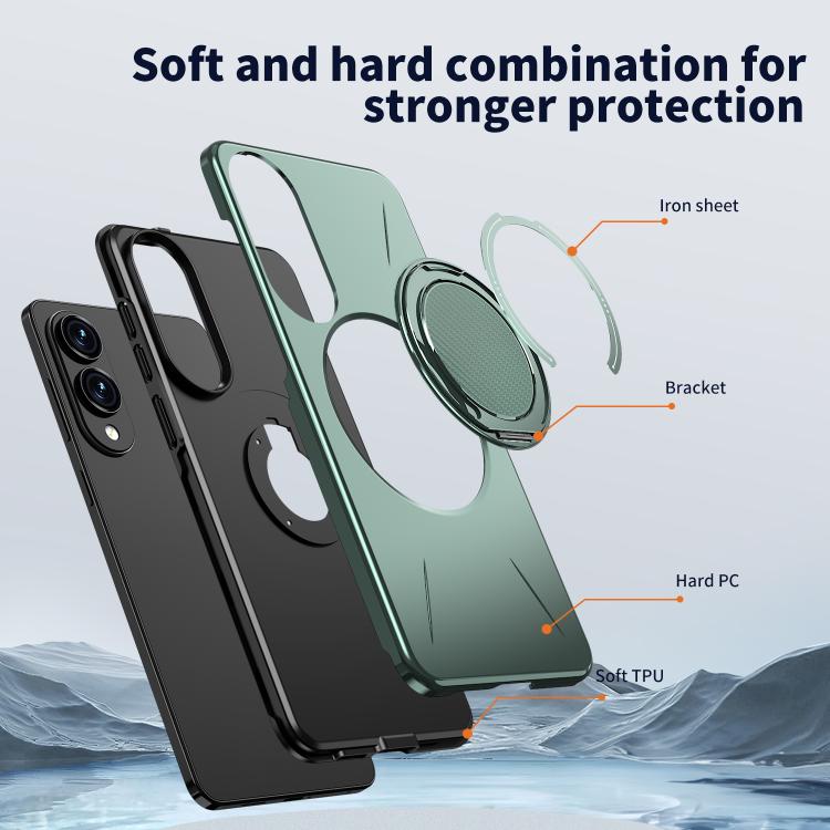For Samsung Galaxy S25 Edge 5G Kalebol Magnetic MagSafe Rotation Holder PC Phone Case