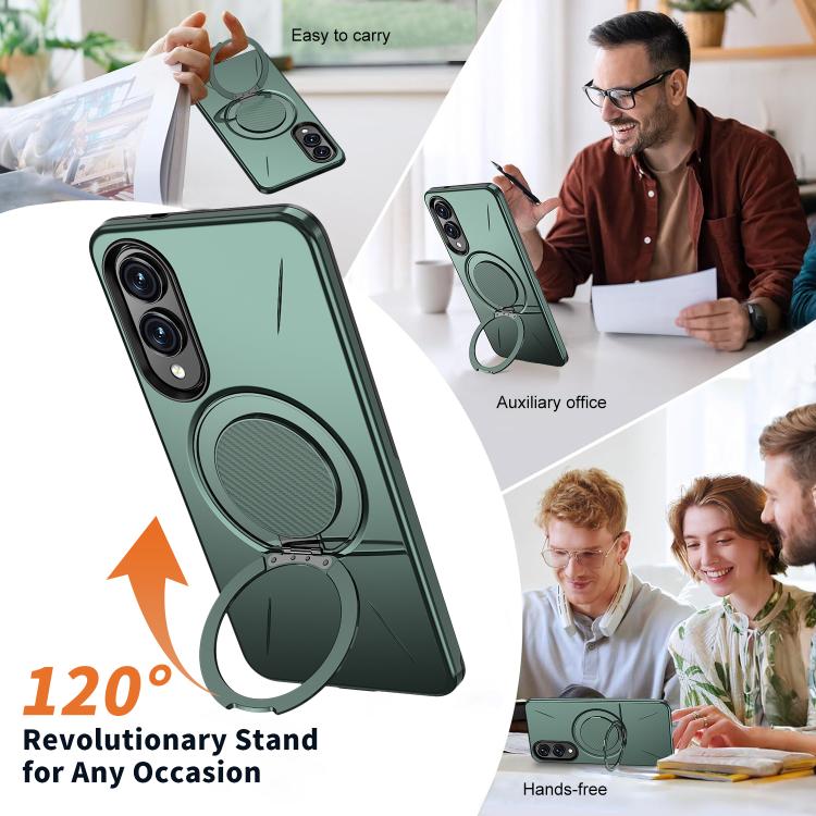 For Samsung Galaxy S25 Edge 5G Kalebol Magnetic MagSafe Rotation Holder PC Phone Case