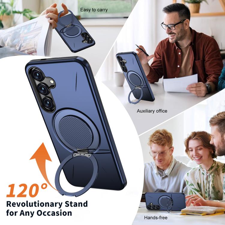 For Samsung Galaxy S25 5G Kalebol Magnetic MagSafe Rotation Holder PC Phone Case