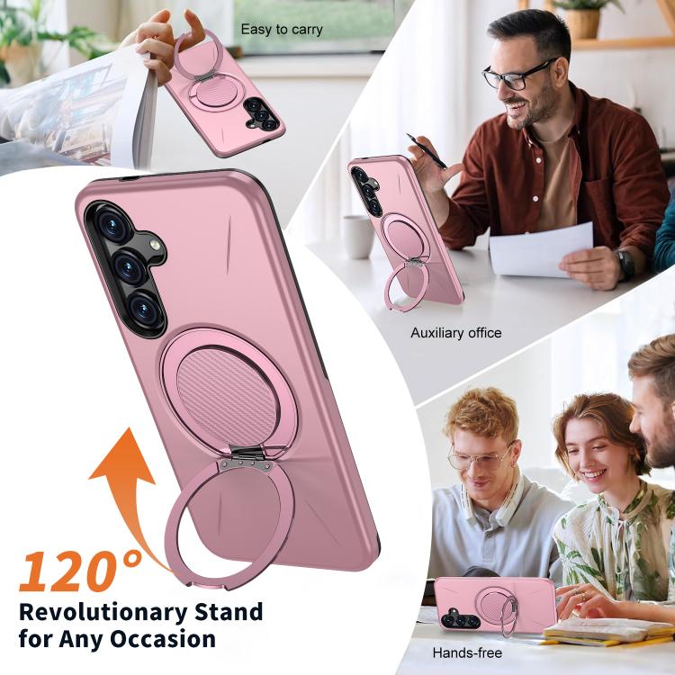 For Samsung Galaxy S25 5G Kalebol Magnetic MagSafe Rotation Holder PC Phone Case