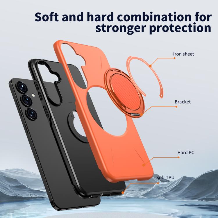 For Samsung Galaxy S24+ 5G Kalebol Magnetic MagSafe Rotation Holder PC Phone Case