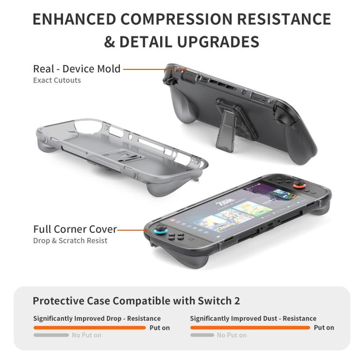 For Nintendo Switch 2 Game Game Console TPU Protective Case with Back Support