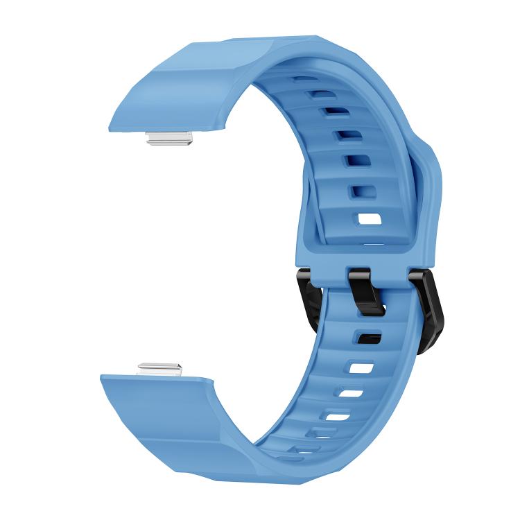 For Huawei Watch Fit3 / Fit4 / Fit4 Pro Wave Black Buckle Silicone Watch Band