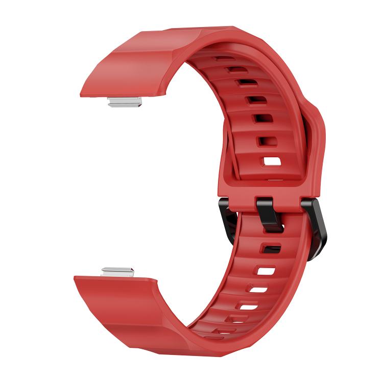 For Huawei Watch Fit3 / Fit4 / Fit4 Pro Wave Black Buckle Silicone Watch Band