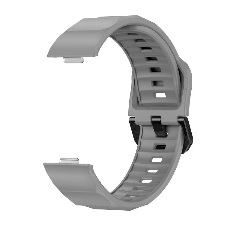 For Huawei Watch Fit3 / Fit4 / Fit4 Pro Wave Black Buckle Silicone Watch Band