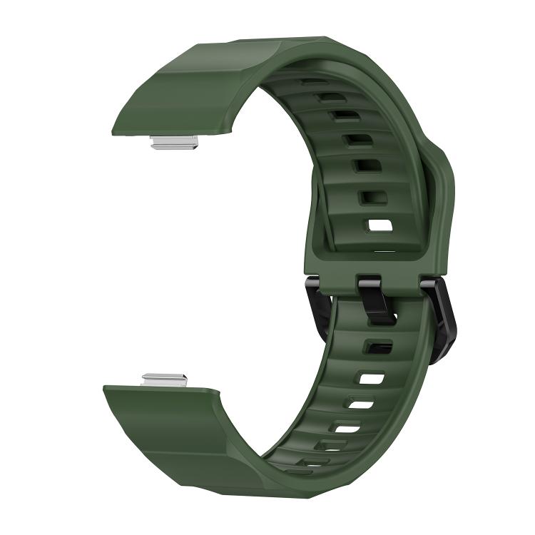 For Huawei Watch Fit3 / Fit4 / Fit4 Pro Wave Black Buckle Silicone Watch Band