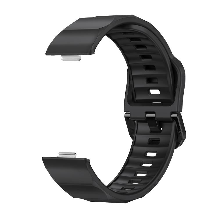 For Huawei Watch Fit3 / Fit4 / Fit4 Pro Wave Black Buckle Silicone Watch Band