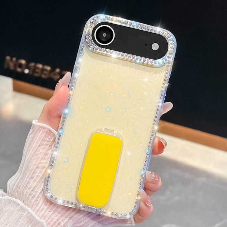 For iPhone Air Rhinestone Glitter TPU 4-corners Anti-fall Phone Case with Holder