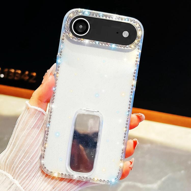 For iPhone Air Rhinestone Glitter TPU 4-corners Anti-fall Phone Case with Holder