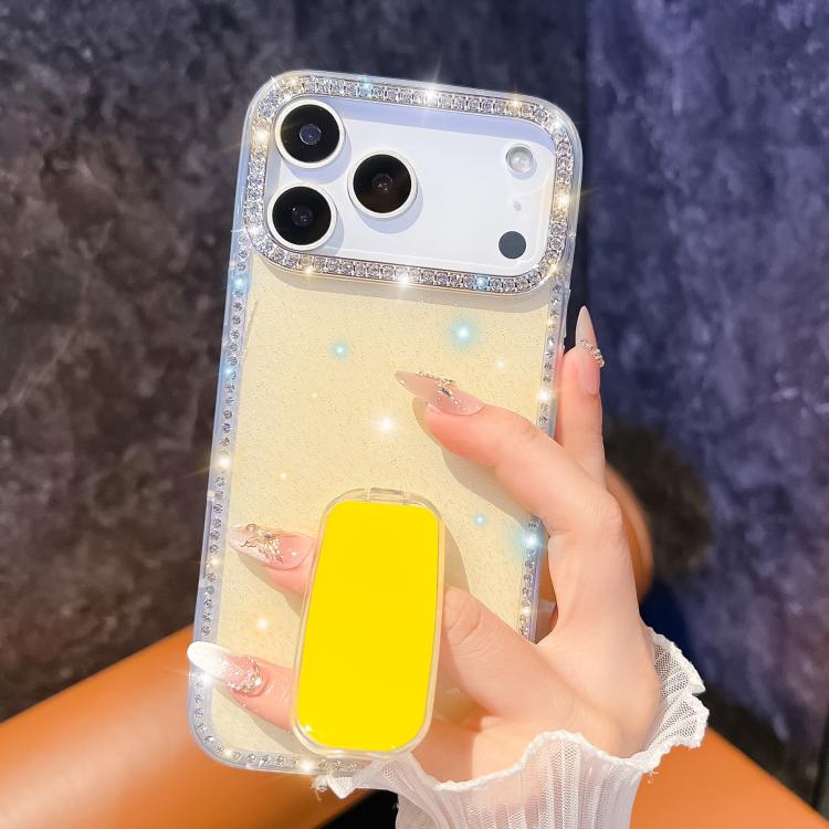For iPhone Air Rhinestone Glitter TPU 4-corners Anti-fall Phone Case with Holder