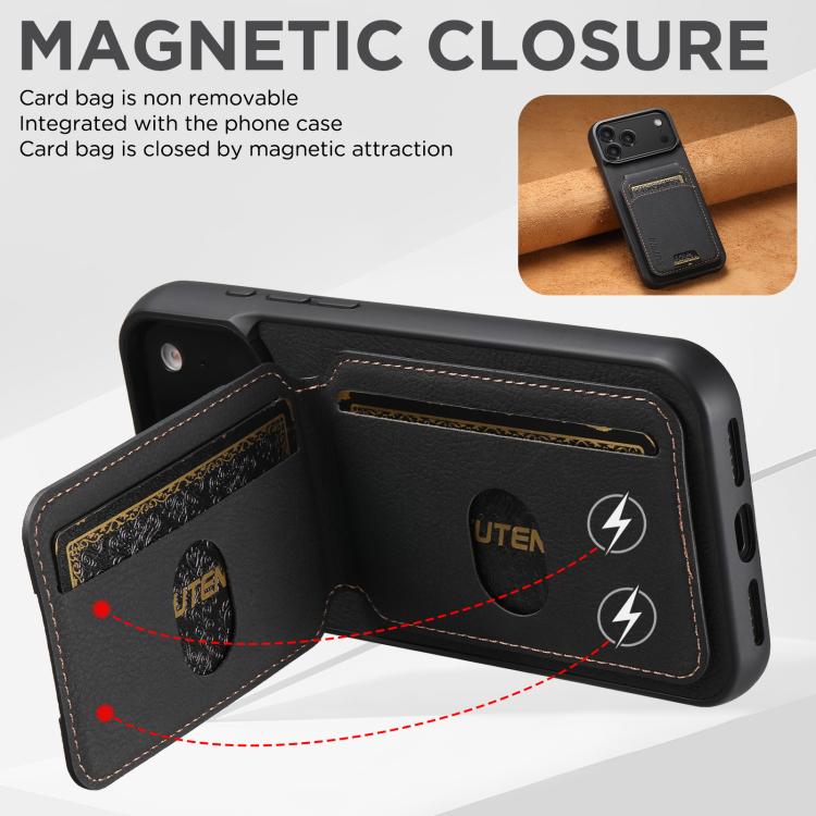 For iPhone 17 Pro Max Suteni H02 Litchi Leather Card Wallet Stand Back Phone Case