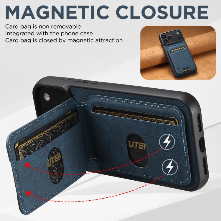 For iPhone 17 Pro Max Suteni H02 Litchi Leather Card Wallet Stand Back Phone Case