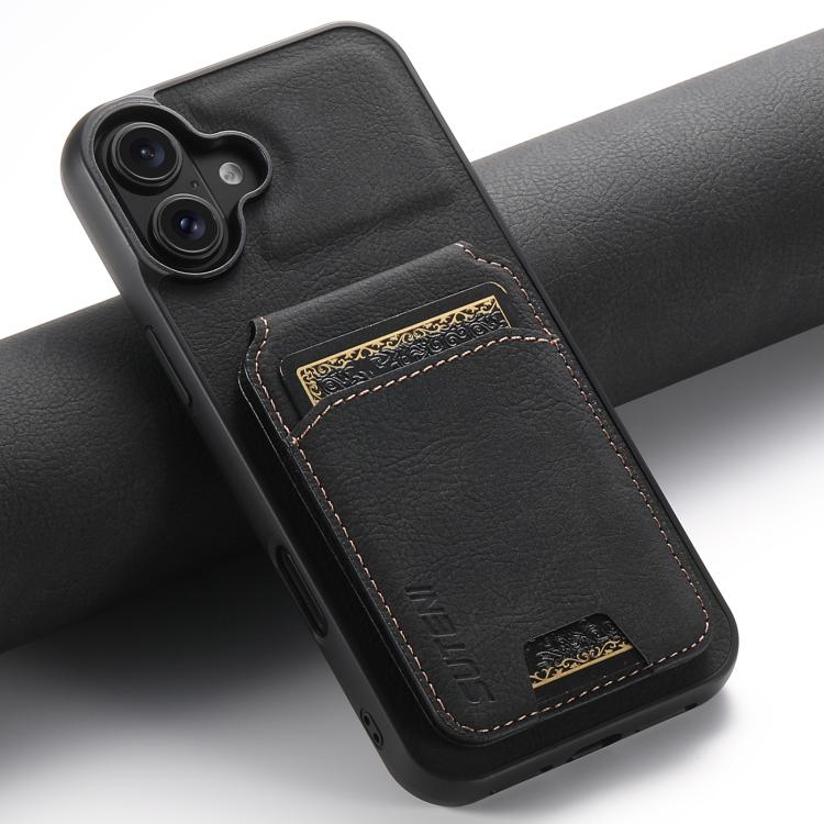For iPhone 17 Suteni H02 Litchi Leather Card Wallet Stand Back Phone Case