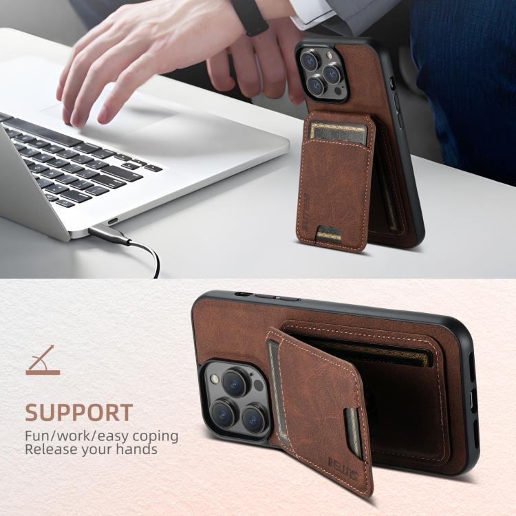 For iPhone 17 Suteni H02 Litchi Leather Card Wallet Stand Back Phone Case