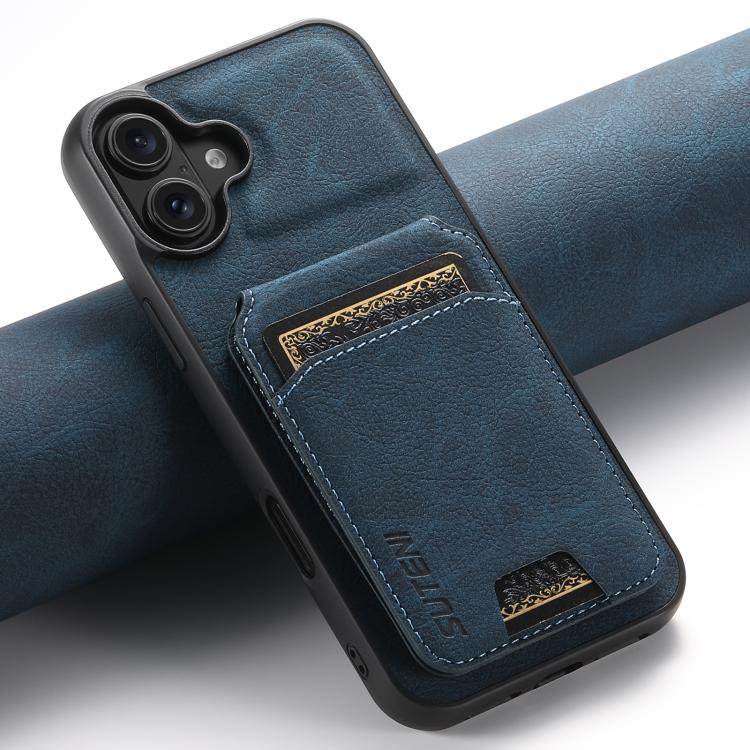 For iPhone 17 Suteni H02 Litchi Leather Card Wallet Stand Back Phone Case