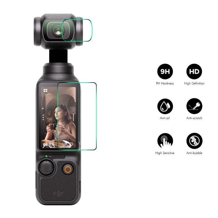 For DJI Osmo Pocket 3 2 Set ENKAY Hat-Prince 0.2mm 9H Tempered Glass Screen Protector Watch Film
