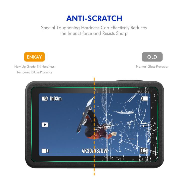 For DJI Osmo Action 6 2 Set ENKAY Hat-Prince 0.2mm 9H Tempered Glass Screen Protector Watch Film