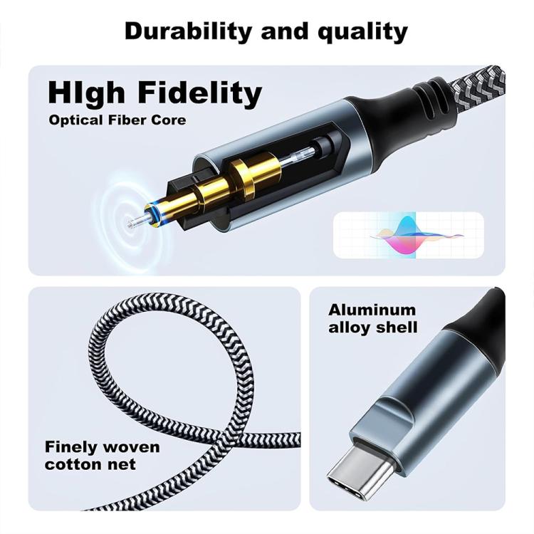 1.2m JUNSUNMAY Male USB Type-C to Male Toslink Optical Audio SPDIF Cable