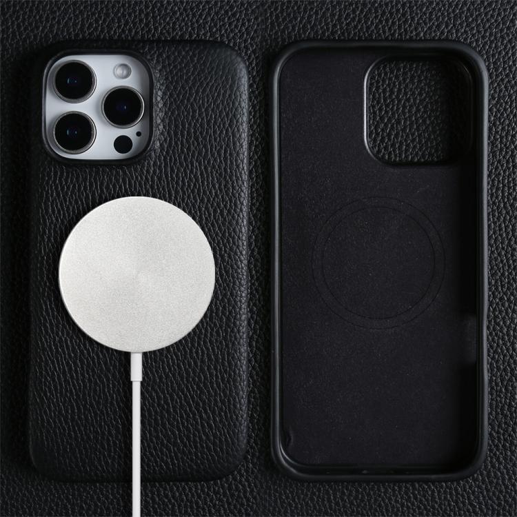 For iPhone 12 Pro Max Litchi Texture Genuine Leather MagSafe Back Phone Case