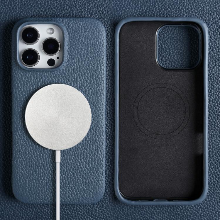 For iPhone 13 Pro Litchi Texture Genuine Leather MagSafe Back Phone Case