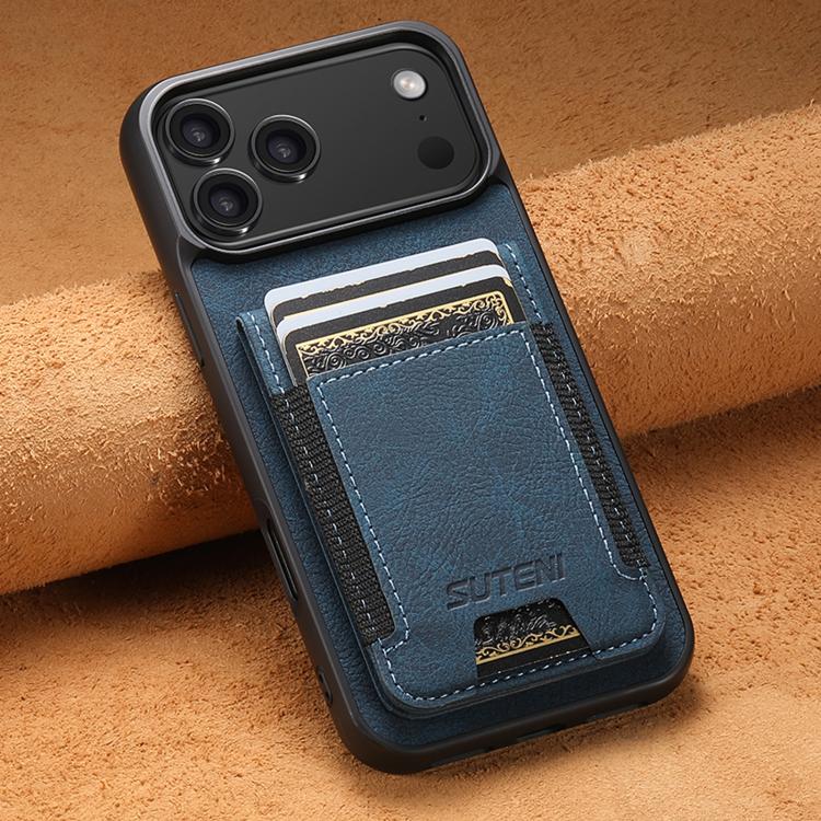 For iPhone 17 Pro Max Suteni H03 Litchi Leather Card Bag Stand Back Phone Case
