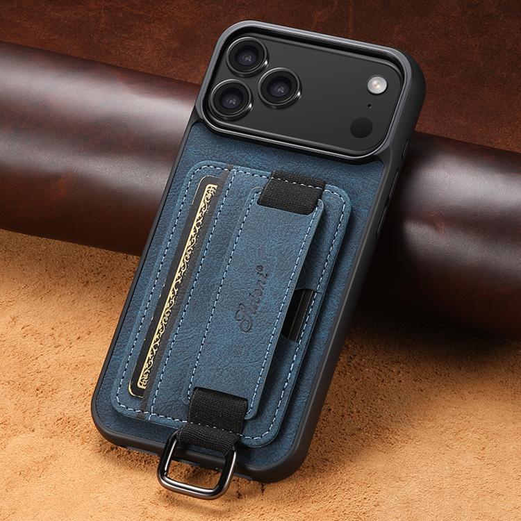 For iPhone 17 Pro Max Suteni H13 Litchi Leather Wrist Strap Wallet Back Phone Case