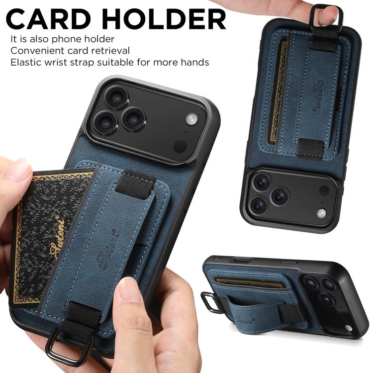 For iPhone 17 Pro Max Suteni H13 Litchi Leather Wrist Strap Wallet Back Phone Case