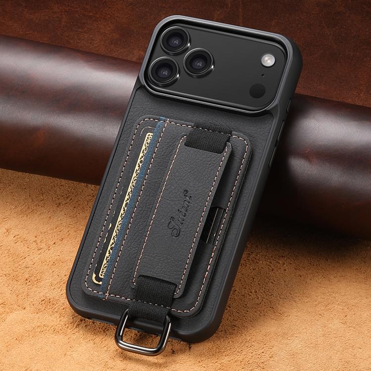 For iPhone 17 Pro Suteni H13 Litchi Leather Wrist Strap Wallet Back Phone Case