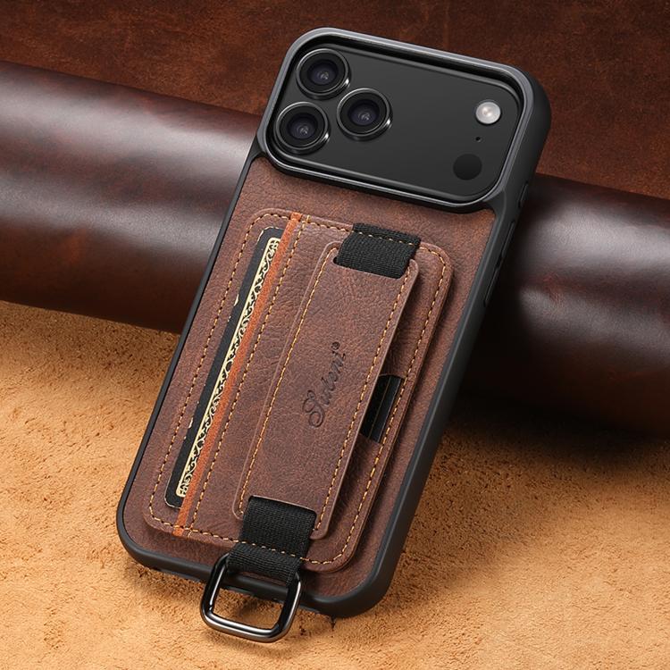 For iPhone 17 Pro Suteni H13 Litchi Leather Wrist Strap Wallet Back Phone Case