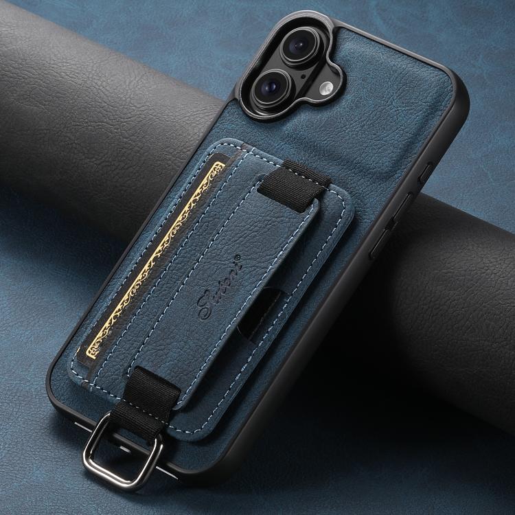 For iPhone 17 Suteni H13 Litchi Leather Wrist Strap Wallet Back Phone Case