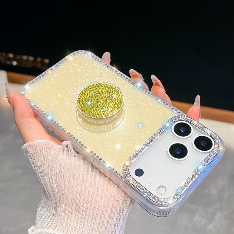 For iPhone 17 Pro Max Diamond Glitter Diamond Round Holder Phone Case