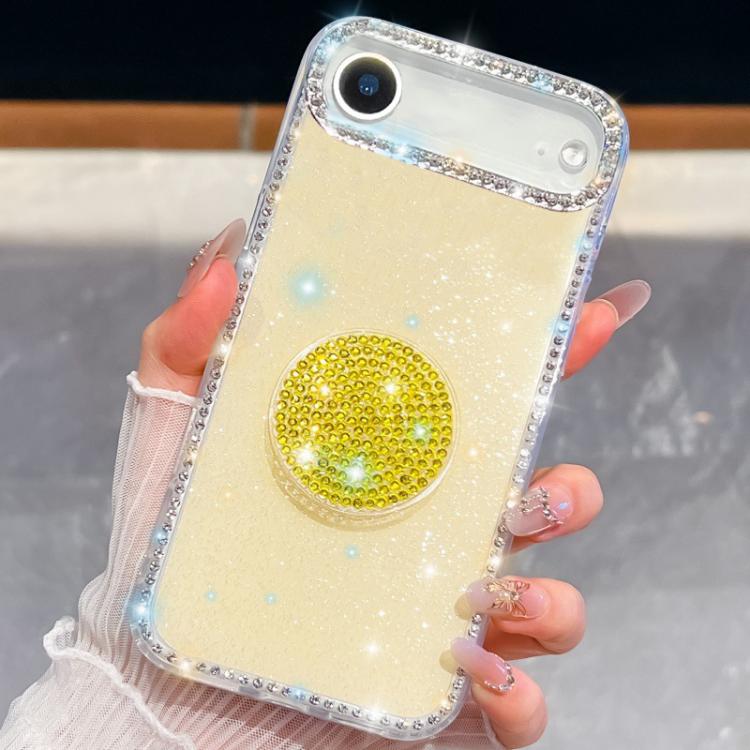 For iPhone Air Diamond Glitter Diamond Round Holder Phone Case
