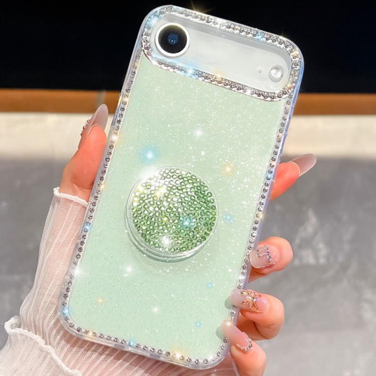 For iPhone Air Diamond Glitter Diamond Round Holder Phone Case