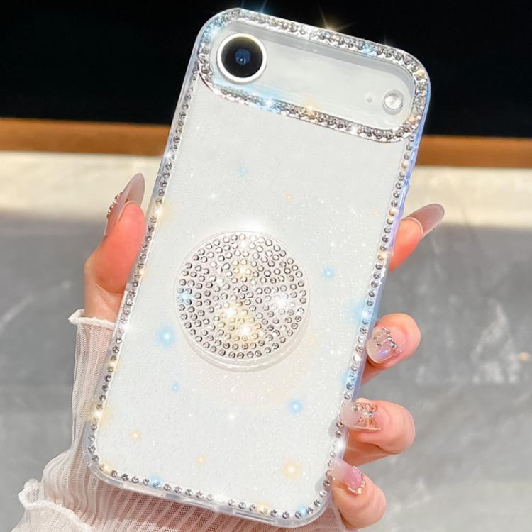 For iPhone Air Diamond Glitter Diamond Round Holder Phone Case