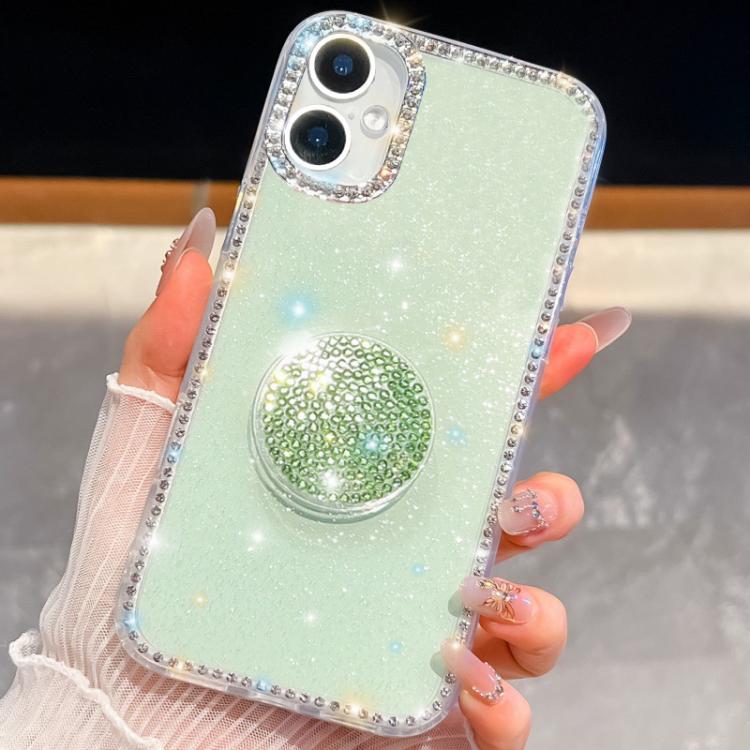 For iPhone 16 Diamond Glitter Diamond Round Holder Phone Case
