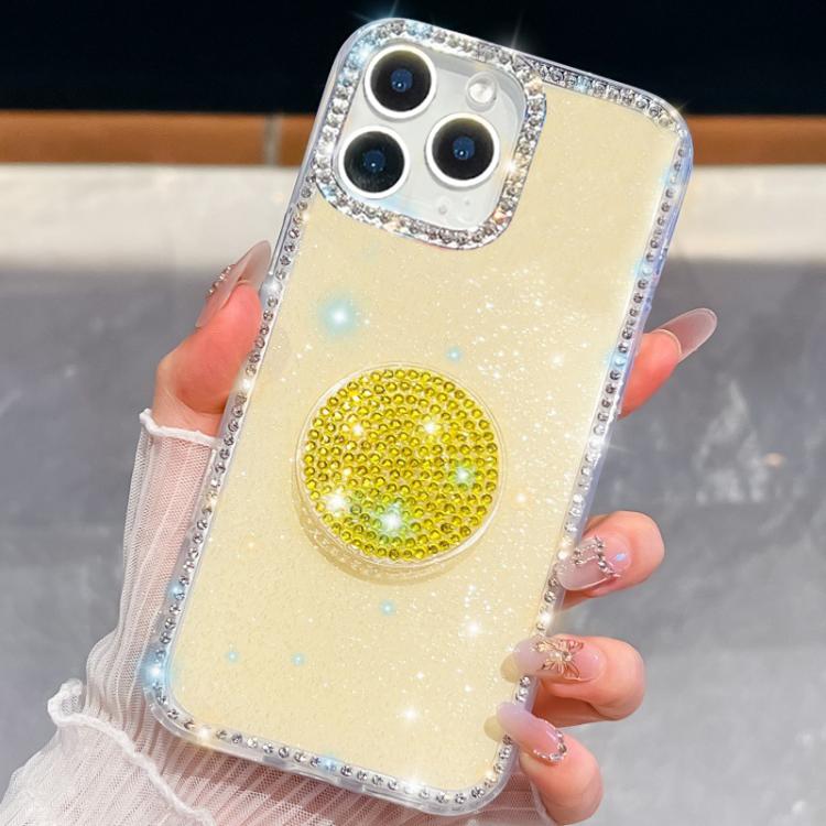For iPhone 15 Pro Diamond Glitter Diamond Round Holder Phone Case
