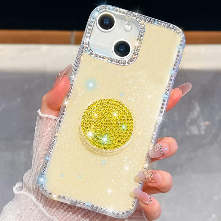 For iPhone 15 Diamond Glitter Diamond Round Holder Phone Case