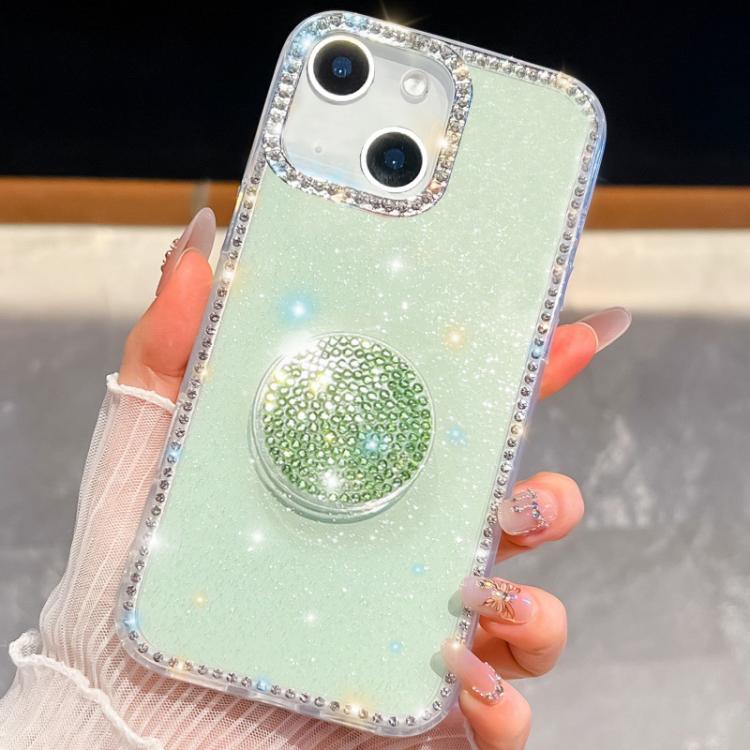 For iPhone 14 Diamond Glitter Diamond Round Holder Phone Case