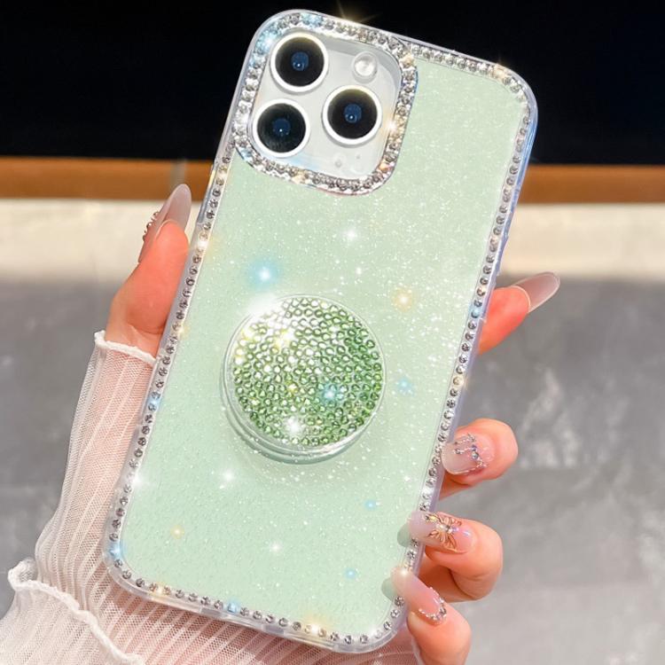 For iPhone 14 Pro Diamond Glitter Diamond Round Holder Phone Case