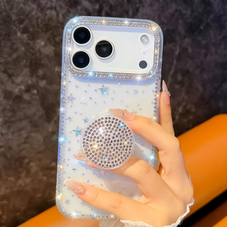 For iPhone 13 Diamond Glitter Diamond Round Holder Phone Case