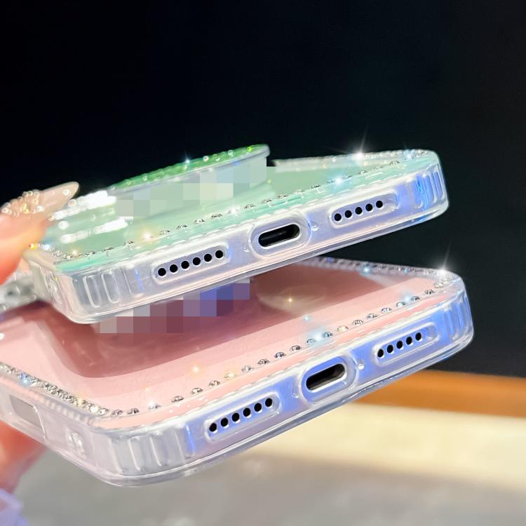 For iPhone 17 Pro Diamond Glitter Diamond Round Holder Phone Case