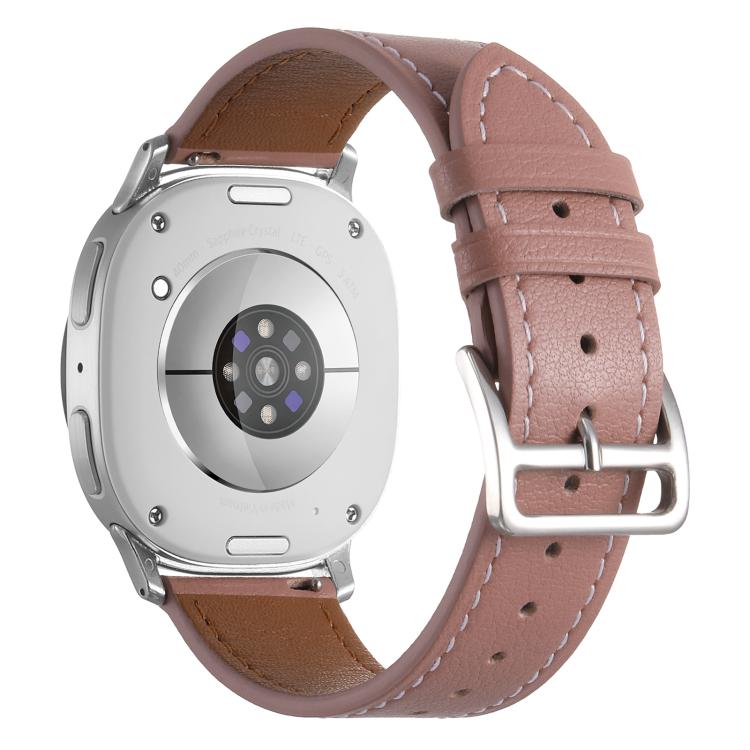 For Samsung Galaxy Watch8 / Watch8 Classic Stainless Steel Silver Buckle Genuine Leather Watch Band