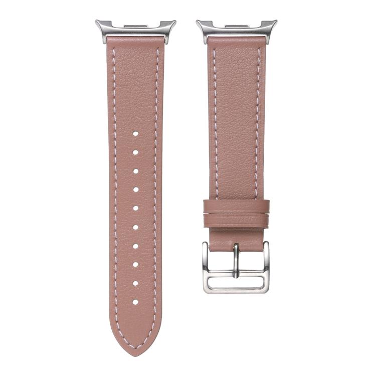 For Samsung Galaxy Watch8 / Watch8 Classic Stainless Steel Silver Buckle Genuine Leather Watch Band